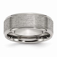 Titanium Ridged Edge 8mm Brushed and Polished Wedding Band