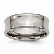 Titanium Concave 8mm Polished Beveled Edge Wedding Band