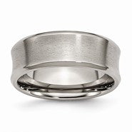 Titanium Beveled Edge, Concave 8mm Polished & Brushed Wedding Band