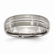 Titanium Grooved 6mm Brushed and Polished Wedding Band