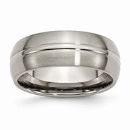 Titanium Grooved 8mm Brushed and Polished Wedding Band