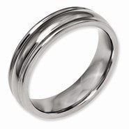 Titanium Grooved 6mm Polished Wedding Band