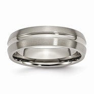 Titanium Grooved 6mm Brushed and Polished Wedding Band