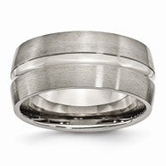 Titanium Grooved 10mm Brushed and Polished Wedding Band