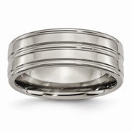 Titanium Grooved 8mm Polished Wedding Band