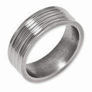 Titanium Grooved 8mm Polished Wedding Band