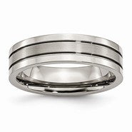 Titanium Grooved 6mm Brushed and Polished Wedding Band