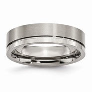 Titanium Grooved 6mm Brushed and Polished Wedding Band