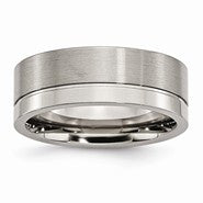 Titanium Grooved 8mm Brushed and Polished Wedding Band