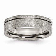 Titanium Grooved 6mm Satin Wedding Band