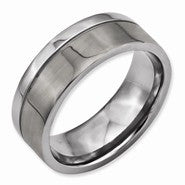 Titanium Grooved 8mm Brushed and Polished Wedding Band