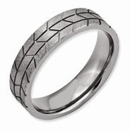 Titanium Flat Tread Design 6mm Satin Wedding Band