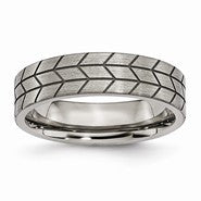 Titanium Flat Tread Design 6mm Brushed Wedding Band