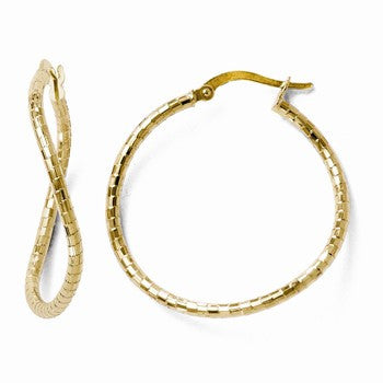 10k Yellow Gold Textured Hinged Hoop Earrings