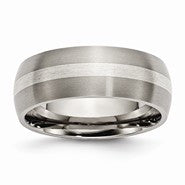 Titanium with Sterling Silver Inlay 8mm Brushed Wedding Band