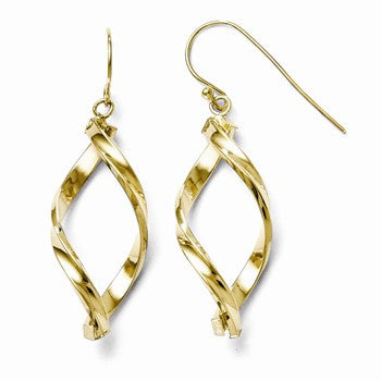 10k Yellow Gold Polished Shepherd Hook Dangle Earrings