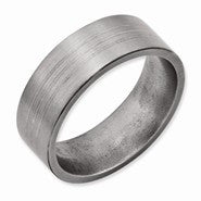 Titanium with Sterling Silver Inlay Flat 8mm Brushed Wedding Band