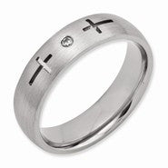 Titanium Cross 6mm Diamond Brushed Wedding Band