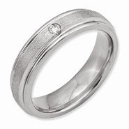 Titanium Grooved Edges 6mm Diamond Satin and Polished Wedding Band