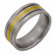 Titanium & 14k Gold and Sterling Silver Inlay 8mm Satin Wedding Band