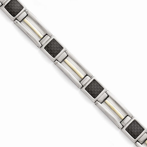 Titanium Carbon Fiber with 14K Gold Inlay Accent Bracelet