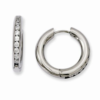 Titanium CZ Hinged Hoop Earrings