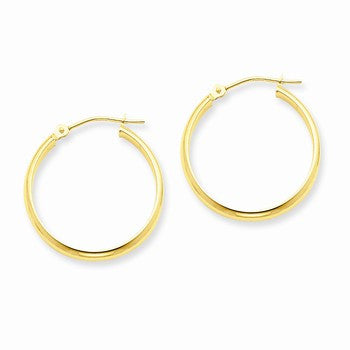 14k Round Tube Hoop Earrings