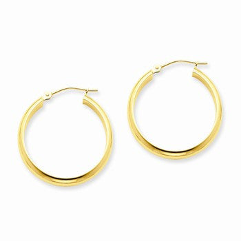 14k Round Tube Hoop Earrings