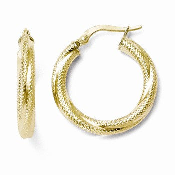 10k Yellow Gold Textured Hinged Hoop Earrings