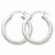 14k White Gold Diamond-cut 3mm Round Hoop Earrings