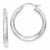 14k White Gold Satin Diamond-cut 3mm Round Hoop Earrings