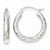 14k White Gold Satin Diamond-cut 3mm Round Hoop Earrings