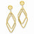 14k Yellow Gold Polished Patterned Diamond Shaped Post Earrings