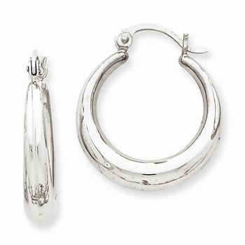 14k White Gold Polished Hoop Earrings