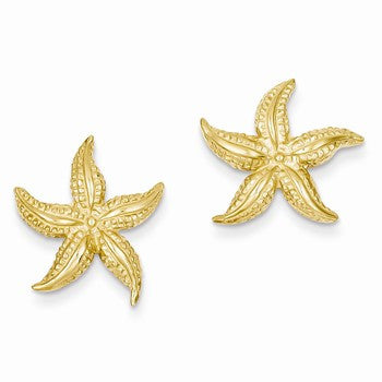 14k Yellow Gold Starfish Post Earrings