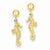 14k Yellow Gold 3-D Mini Seahorse Dangle Post Earrings