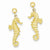 14k Yellow Gold Large Seahorse Dangle Post Earrings