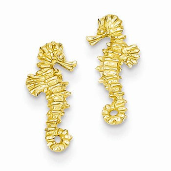 14k Yellow Gold Mini Seahorse Post Earrings