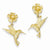 14k Yellow Gold Hummingbird Dangles from Flower Post Earrings