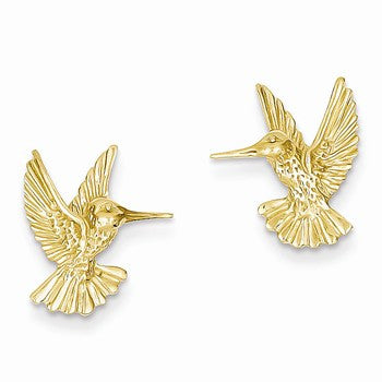 14k Yellow Gold Hummingbird Post Earrings