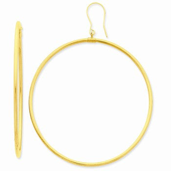 14k Yellow Gold Tube Hoop Dangle Earrings