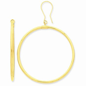 14k Yellow Gold Tube Hoop Dangle Earrings