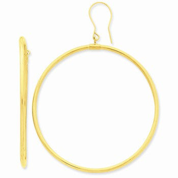 14k Yellow Gold Tube Hoop Dangle Earrings