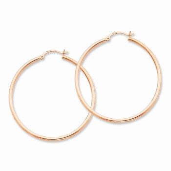 14k Rose Gold 2mm Polished Hoop Earrings