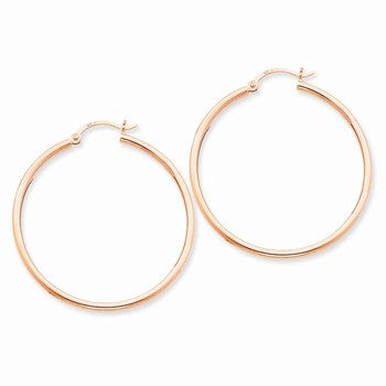 14k Rose Gold 2mm Polished Hoop Earrings