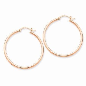 14k Rose Gold 2mm Polished Hoop Earrings