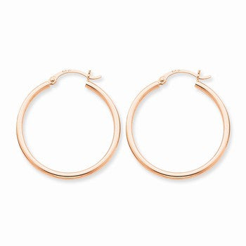 14k Rose Gold 2mm Polished Hoop Earrings