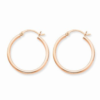 14k Rose Gold 2mm Polished Hoop Earrings