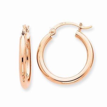 14k Rose Gold 2.5mm Polished Hoop Earrings