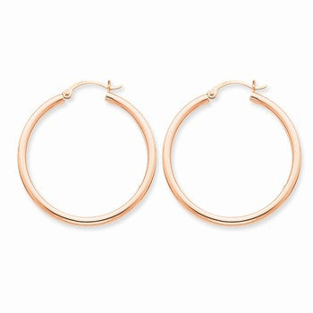 14k Rose Gold 2.5mm Polished Hoop Earrings